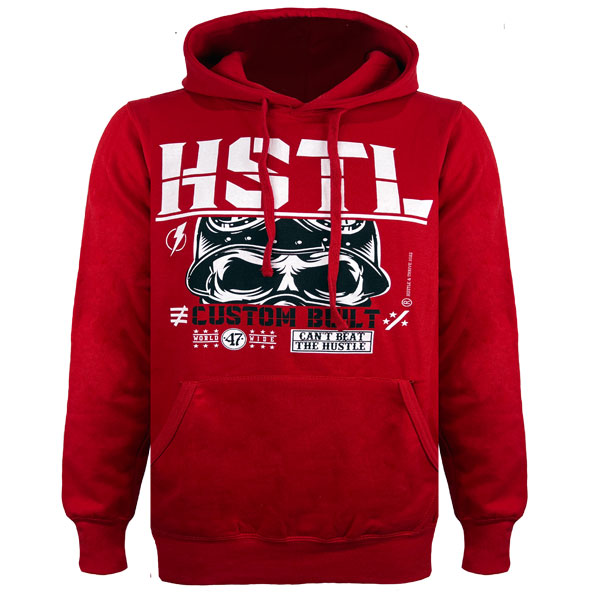 Red hoodie Hustle & Thrive for men