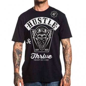 Black t-shirt Hustle & Thrive for men